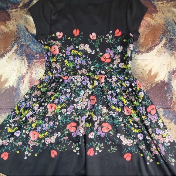 Women's Size 14 Black Multi Floral Print Sleeveless Dress BEAUTIFUL - Picture 10 of 14